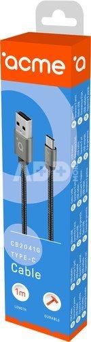 Kapall USB-C í USB-A 1metri Grár