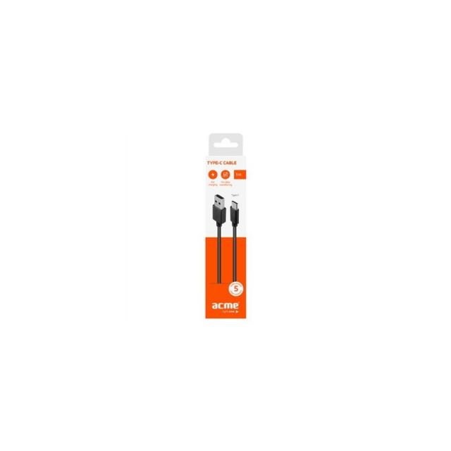 Kapall USB-A í USB-C 1metri svartur