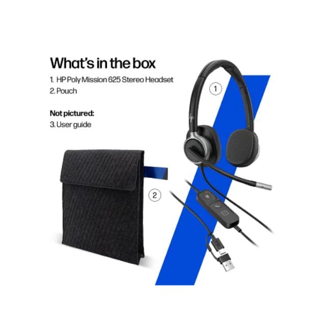 HP Poly Mission 625 Stereo USB Wired Headset