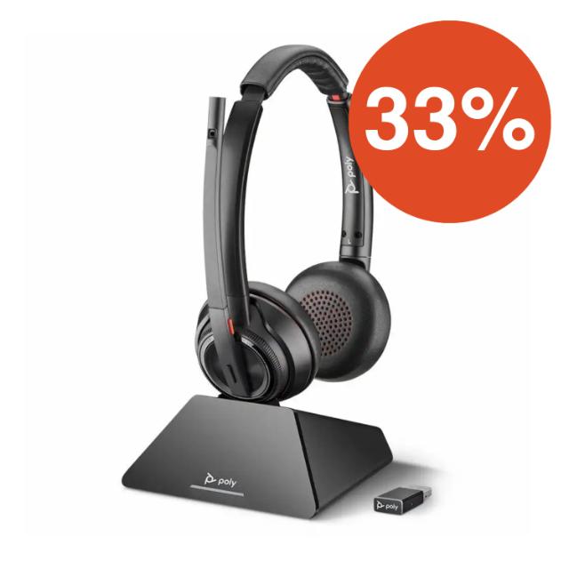 HP Poly Savi 8220 UC teams DECT þráðlaus höfuðtól stereo
