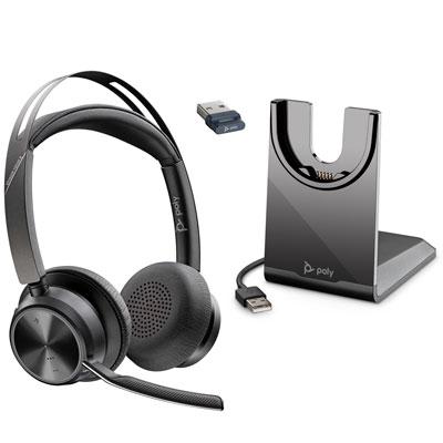 HP Poly Voyager Focus 2 USB-C-C +USB-C/A með hleðslustandi